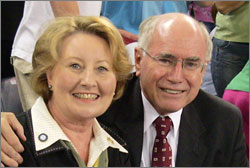 Photograph of John Howard and Janelle Howard at the Commonwealth Games in 2006