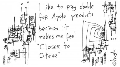 Gaping Void cartoon: I like to pay double for Apple products because it makes me feel Closer to Steve