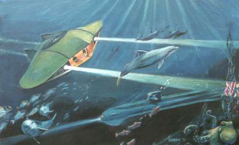 Painting of Flying Sub from Voyage to the Bottom of the Sea