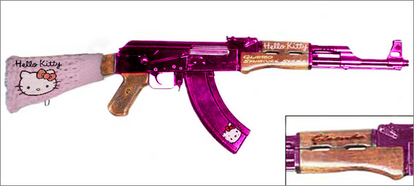 Photograph of Hello Kitty-branded AK-47