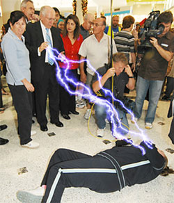 Photo of John Howard destroying a voter with strange forces
