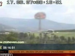 Screenshot of fake nuclear explosion on Czech TV