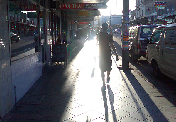 Photograph of skateboarder in Enmore at sunset today
