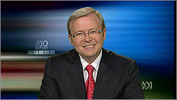 Photograph of Kevin Rudd from The 7.30 Report