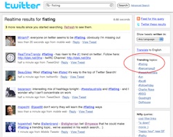 Screenshot of Twitter Search showing #fisting as the number one trending topic