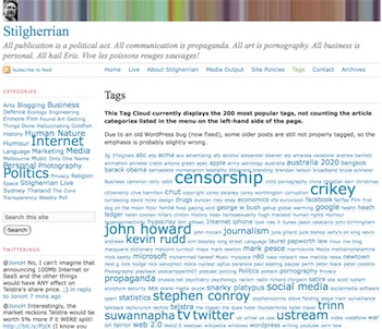 Screenshot of the Tags page, showing censorship as the new biggest tag
