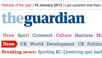 The Guardian masthead: click for media release