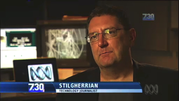 Screengrab of Stilgherrian on "7.30": click for story