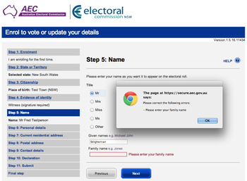 Screenshot of Australian Electoral Commission voter registration form: click to embiggen