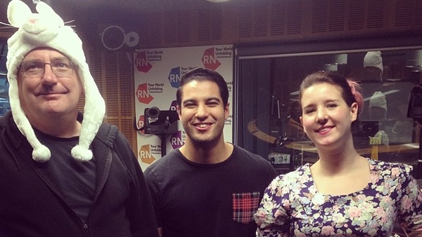 Stilgherrian, Marc Fennell and Claire Porter in the ABC studios: click for full image