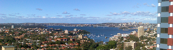 Photograph of Sydney taken from Rydges North Sydney today