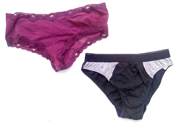 Photograph of both pairs of used underwear