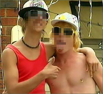 Photograph of male youths with pixelated faces