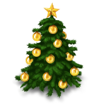 Christmas tree with gold baubles and a star