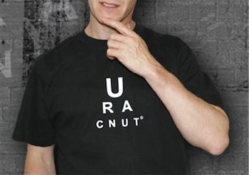 Photograph of King Cnut t-shirt reading: U R A CNUT®