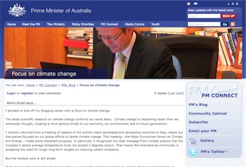 Prime Minister Kevin Rudd's new blog