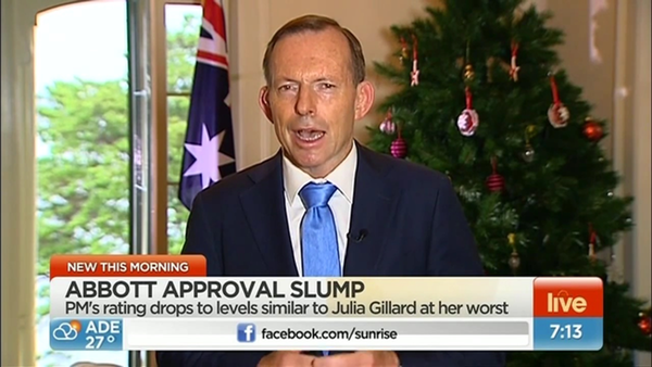 Screenshot of Tony Abbott on Channel Seven's Sunrise