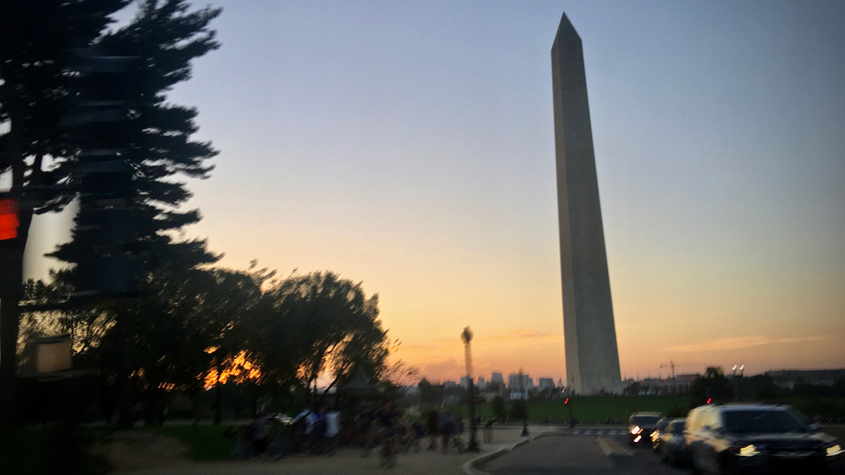 Washington Monument at dusk